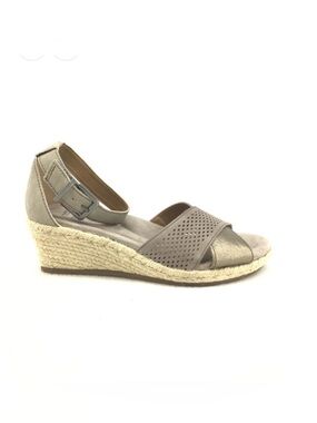 Earth Origins Taupe and Metallic Wedge Sandals